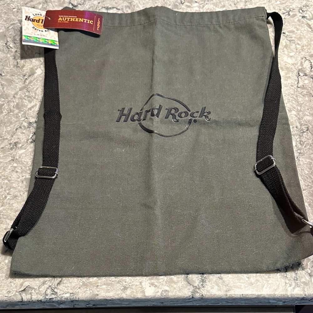 Hard Rock Cafe Olive Green Drawstring Backpack